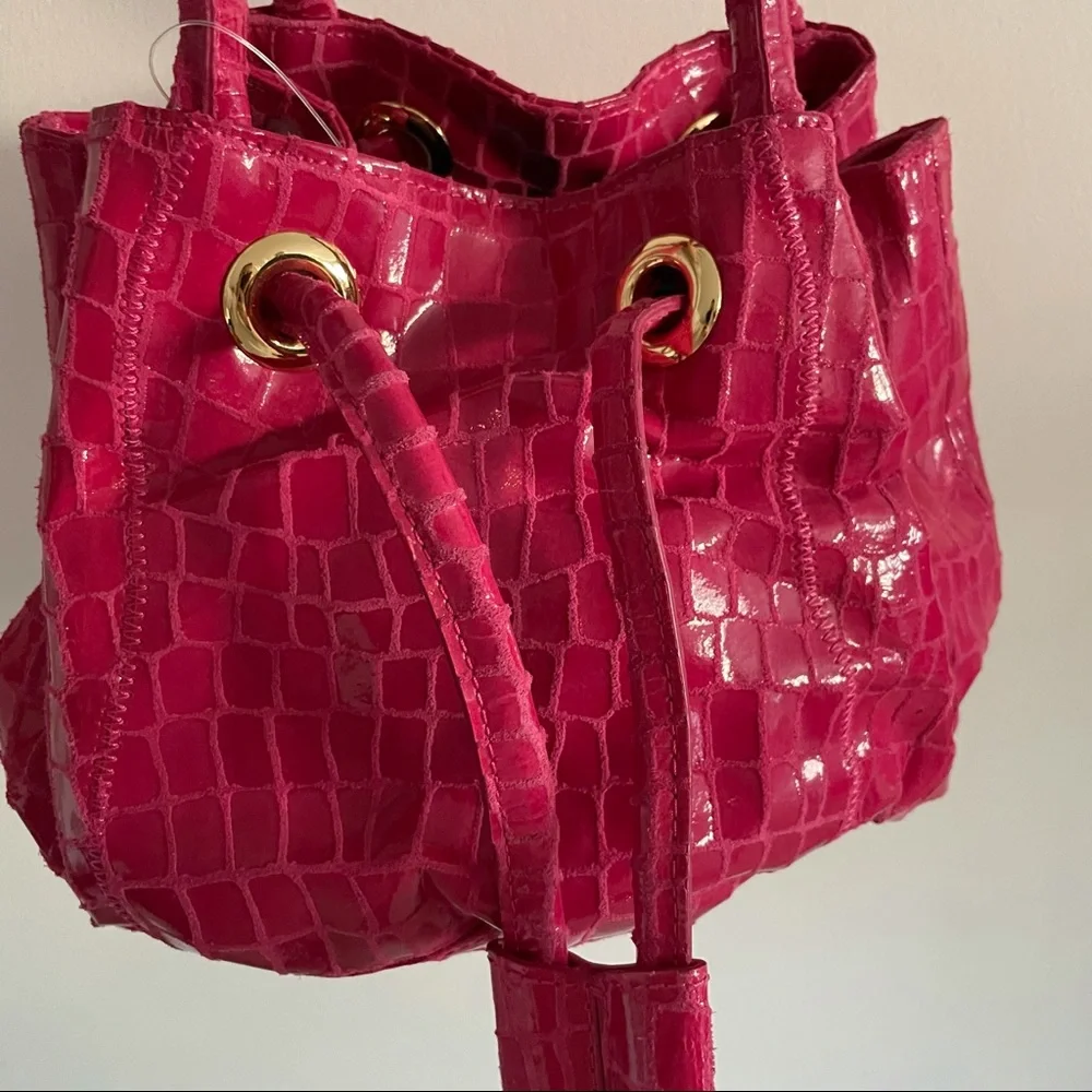 Carlos falchi pink drawstring leather bucket bag - Picture 7 of 14